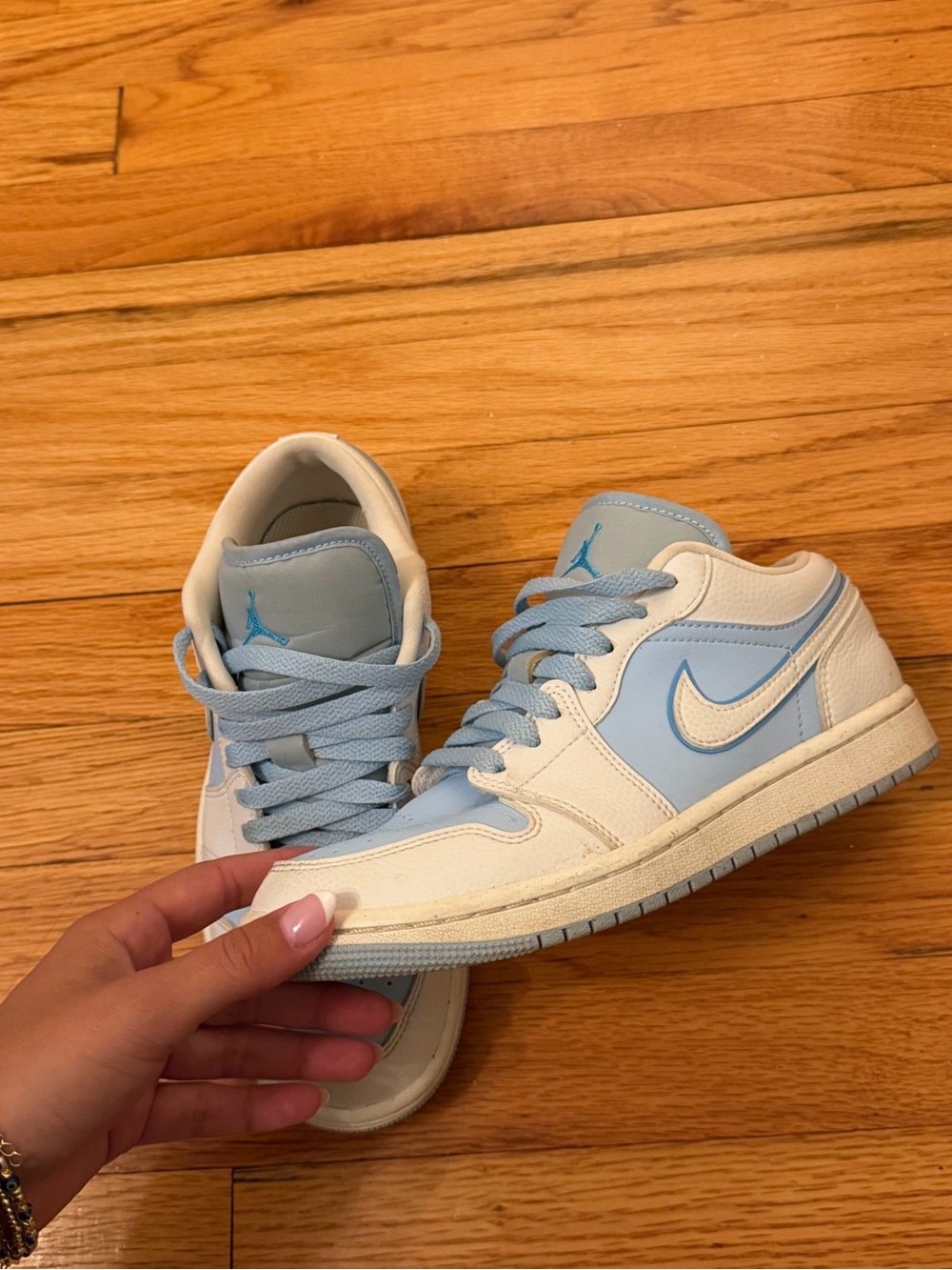 Jordan Low Top Sneakers in White and Light Blue